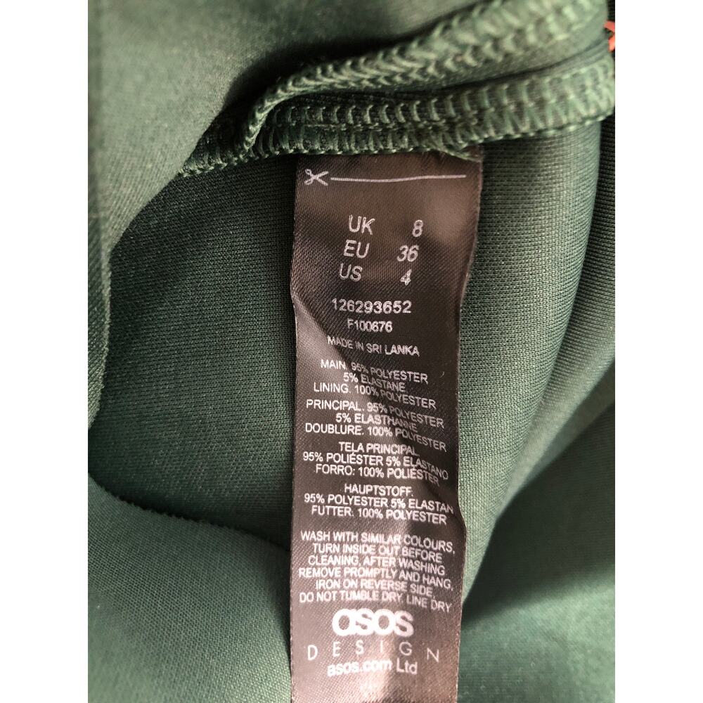 Asos Dress Fallen Shoulder Manipulated Tuck Bodycon Midi Green Nwt 4 — image 7 of 8